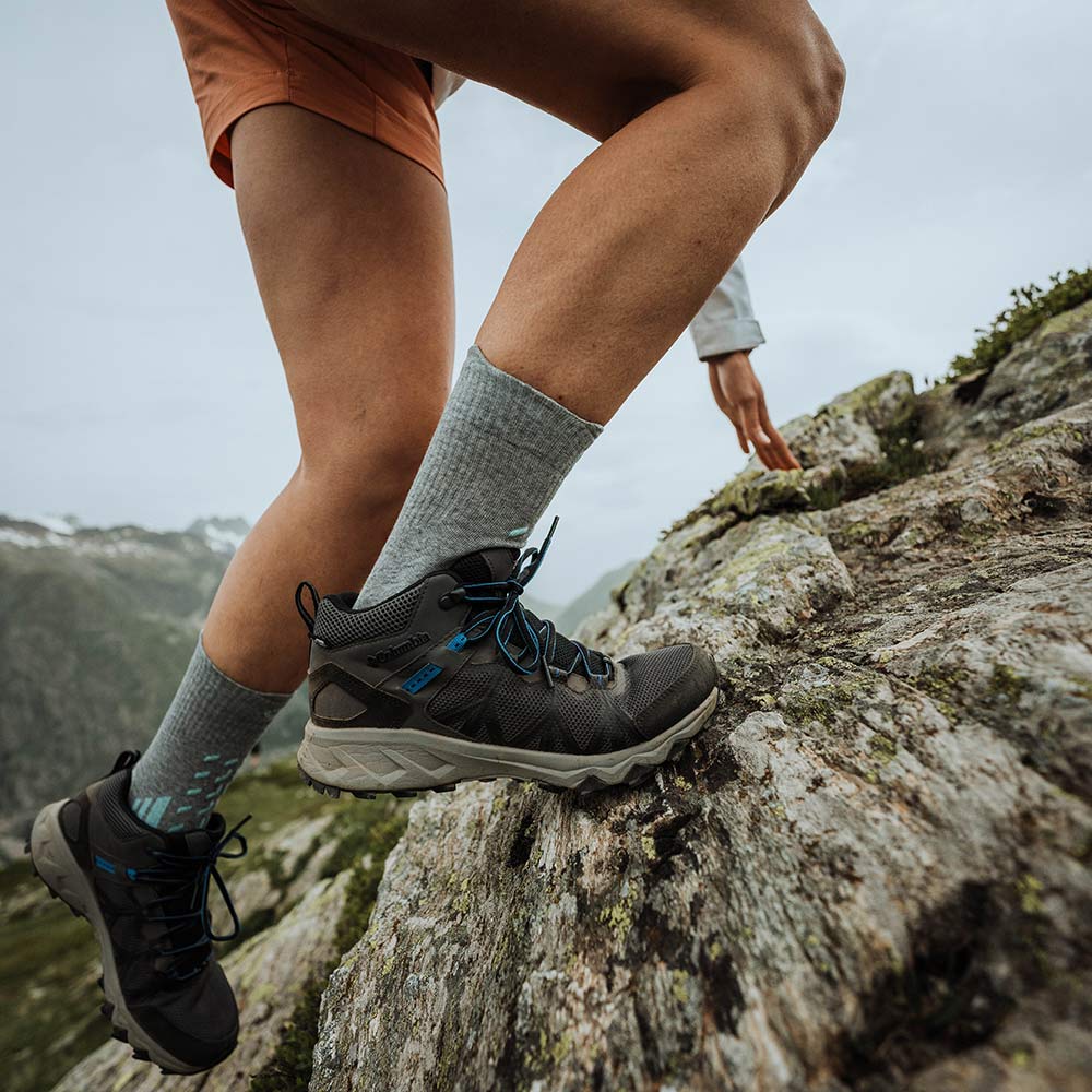 Wandersocken - Trekking Cool Light Crew Damen hellgrau/türkis